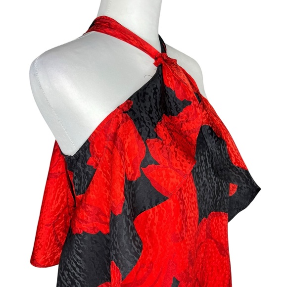 Trina Turk Red and Black Asymmetrical Sleeveless Blouse Size XS - Picture 2 of 8